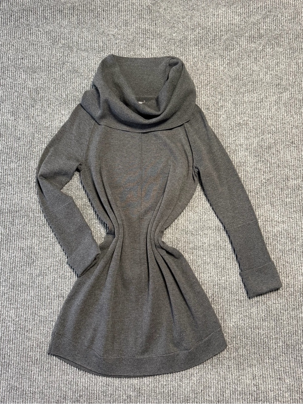 Vince Camuto Charcoal Gray Cowl Neck Sweater Dress
